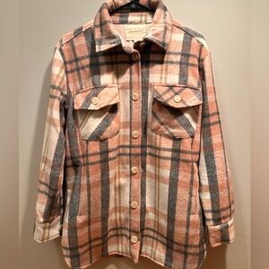 Thread & Supply Plaid Utility Jacket - Pink, Gray, and Cream